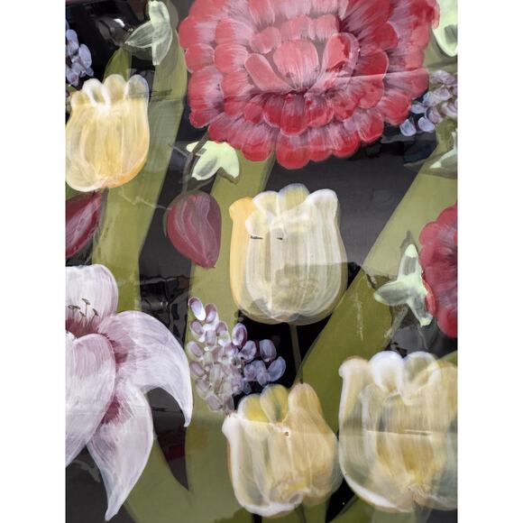 Lesal Studio Evening Song Colorful Floral Serving Platter 18x10 - Picture 6 of 10